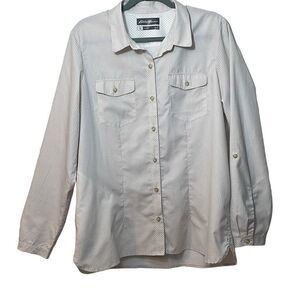 Eddie Bauer Travex shirt pockets, vents, neutral print, long tab sleeve XL
